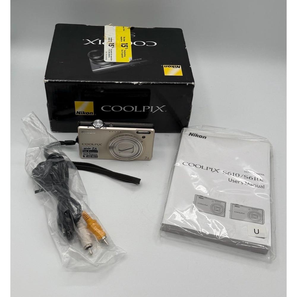 Nikon COOLPIX S610 Digital Camera 10MP Champagne Gold Digicam w/ Box Y2K